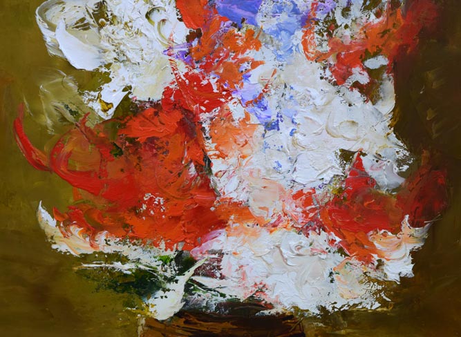 高野元孝「花」油絵・P10号 拡大画像2