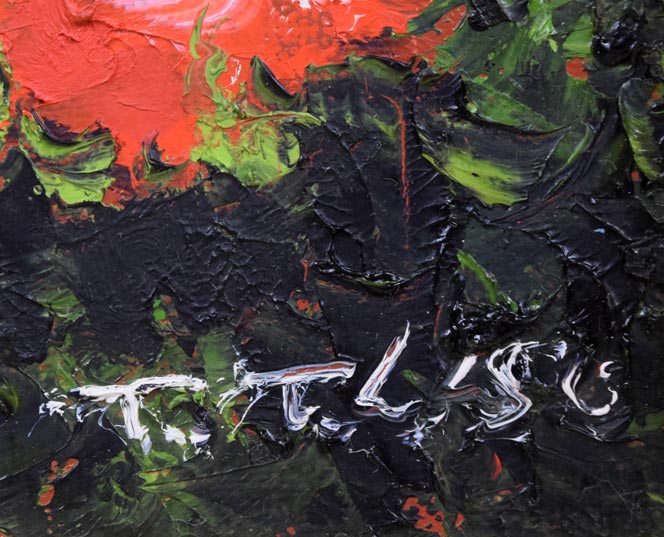 高橋哲夫「ハマナス」油絵・F4号 サイン拡大画像