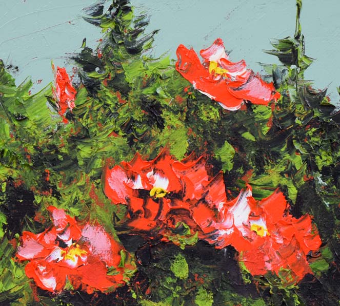 高橋哲夫「ハマナス」油絵・F4号 拡大画像1