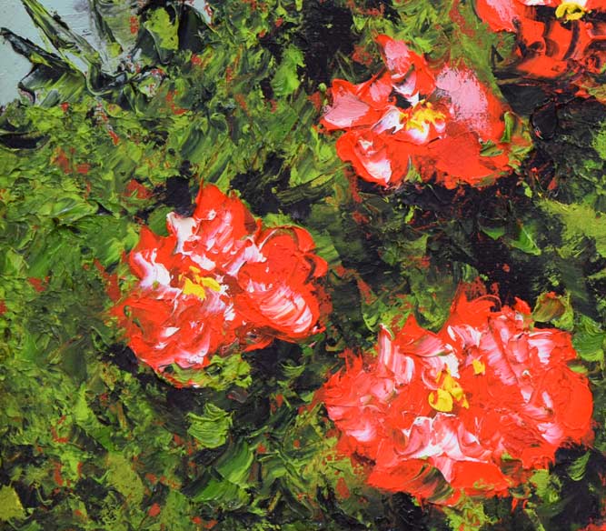 高橋哲夫「ハマナス」油絵・F4号 拡大画像2