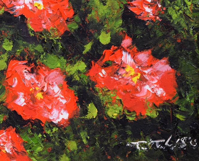 高橋哲夫「ハマナス」油絵・F4号 拡大画像3