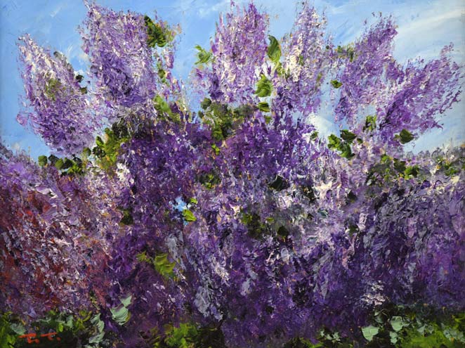 高橋哲夫「ライラック」油絵・F6号 作品全体拡大画像