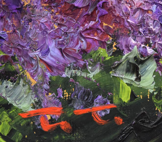 高橋哲夫「ライラック」油絵・F6号 サイン拡大画像