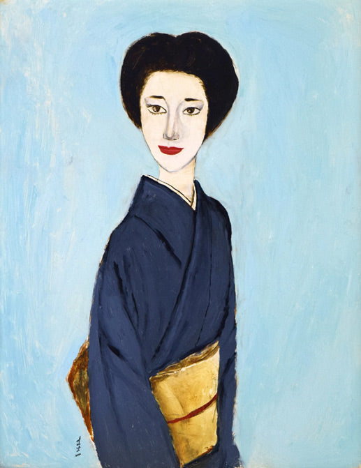 高沢圭一「袷(あわせ)(月刊クォリティ表紙絵原画)」油絵・F6号 作品全体拡大画像