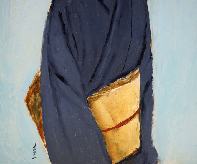 高沢圭一「袷(あわせ)(月刊クォリティ表紙絵原画)」油絵・F6号 拡大画像2