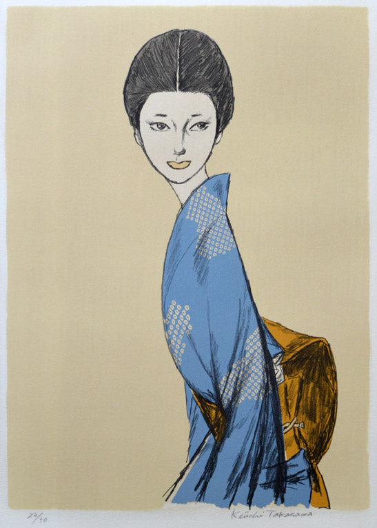 高沢圭一「美人画」リトグラフ 拡大部分