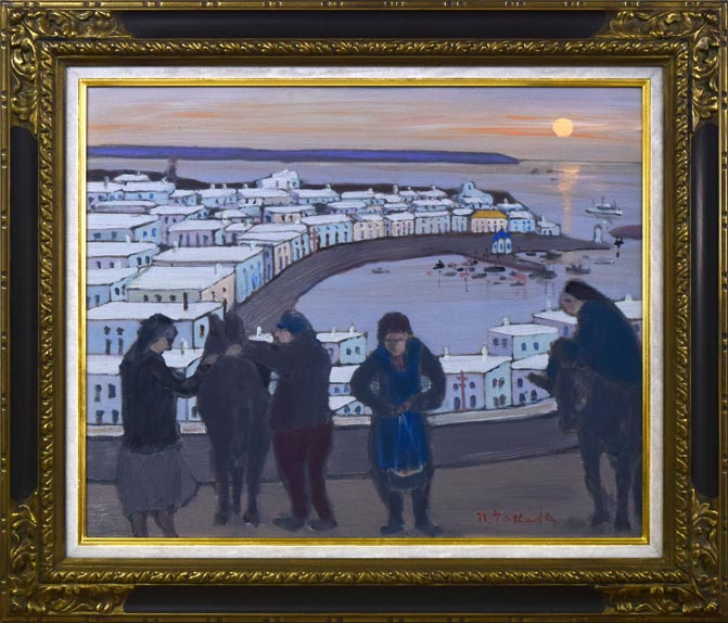 武田範芳「夕映ミコノス(エーゲ海)」油絵・F15号