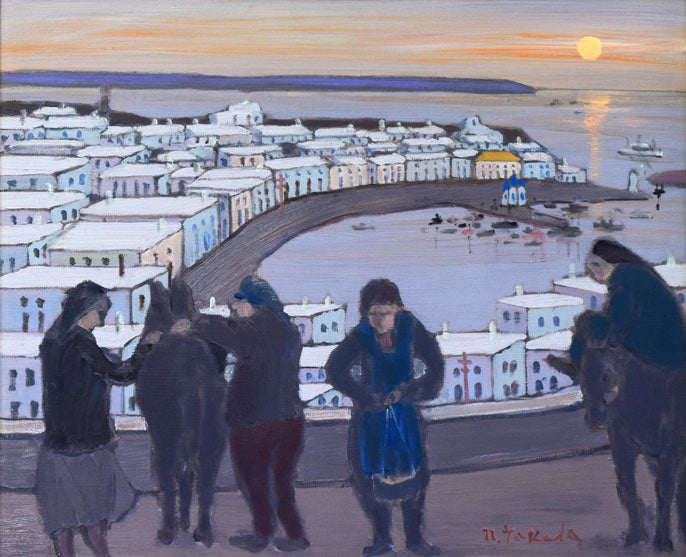 武田範芳「夕映ミコノス(エーゲ海)」油絵・F15号 作品全体拡大画像