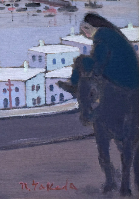 武田範芳「夕映ミコノス(エーゲ海)」油絵・F15号 拡大画像4