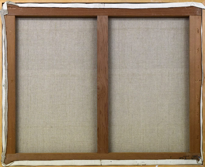 武田範芳「夕映ミコノス(エーゲ海)」油絵・F15号 キャンバス裏側画像