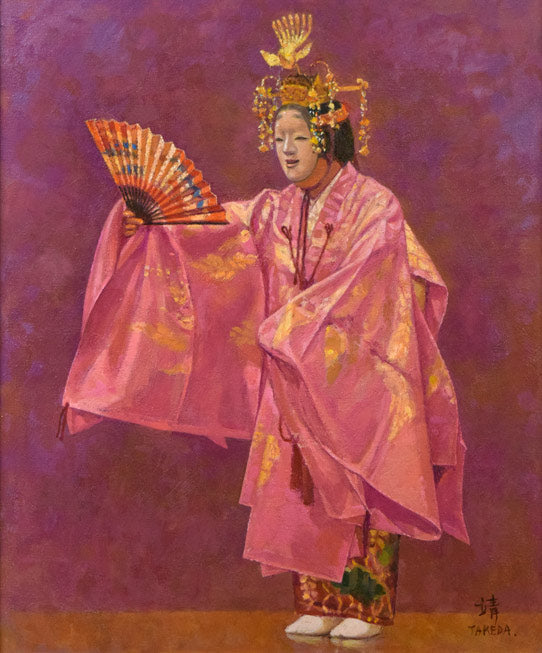 武田靖夫「能・羽衣」油絵・F8号 作品全体拡大画像