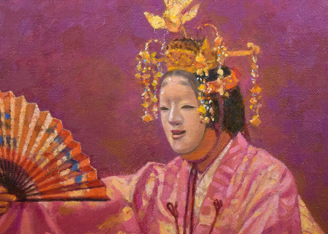 武田靖夫「能・羽衣」油絵・F8号 拡大画像1