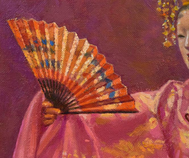 武田靖夫「能・羽衣」油絵・F8号 拡大画像2