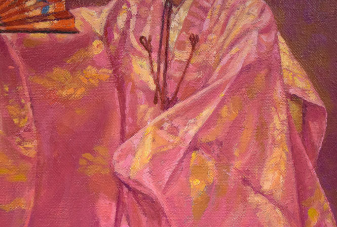 武田靖夫「能・羽衣」油絵・F8号 拡大画像3