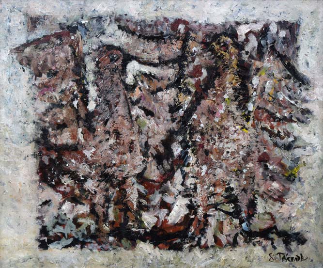 武田伸一「とり‐エチュードⅡ」油絵・F20号 作品全体拡大画像