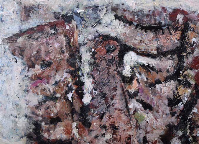 武田伸一「とり‐エチュードⅡ」油絵・F20号 拡大画像1