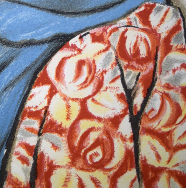 竹久夢二「舞扇」リトグラフ 拡大画像3