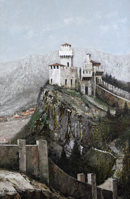 武本春根「望(サン・マリーノ)」油絵・M25号 作品全体拡大画像