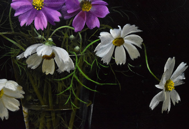 竹尾文夫「コスモス」油絵・F6号 拡大画像4