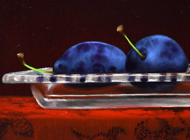 竹尾文夫「プルーン」油絵・F4号 拡大画像1