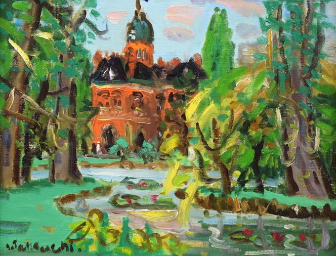 竹内一郎「道庁赤レンガの夏」油絵・F6号 作品全体拡大画像