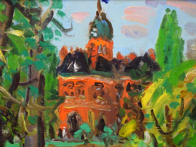 竹内一郎「道庁赤レンガの夏」油絵・F6号 拡大画像1