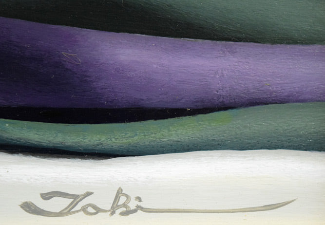 滝沢直次「パンジーと苺」油絵・F4号 サイン拡大画像