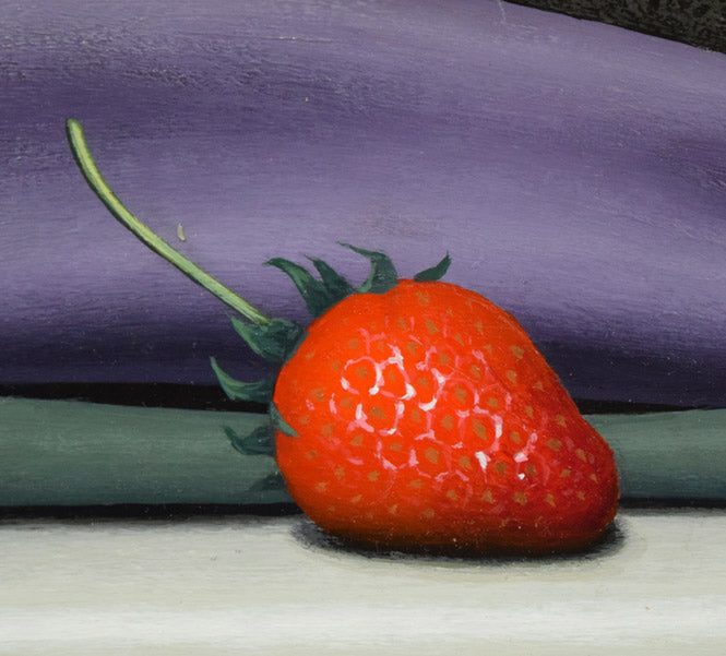 滝沢直次「パンジーと苺」油絵・F4号 拡大画像1