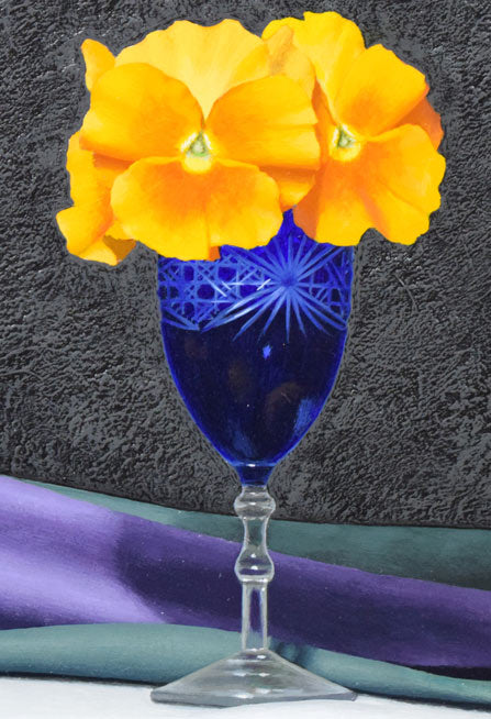 滝沢直次「パンジーと苺」油絵・F4号 拡大画像2