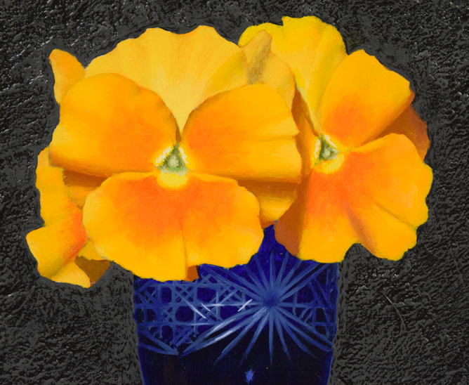 滝沢直次「パンジーと苺」油絵・F4号 拡大画像3