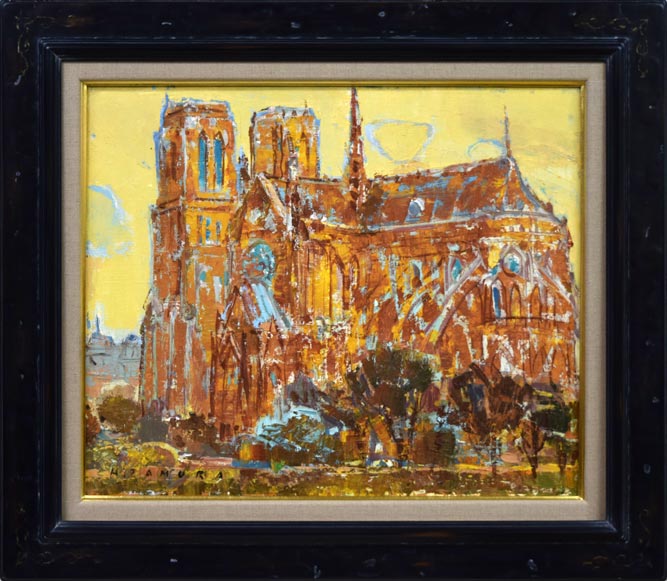 田村宏「ノートルダム(パリ)」油絵・F8号