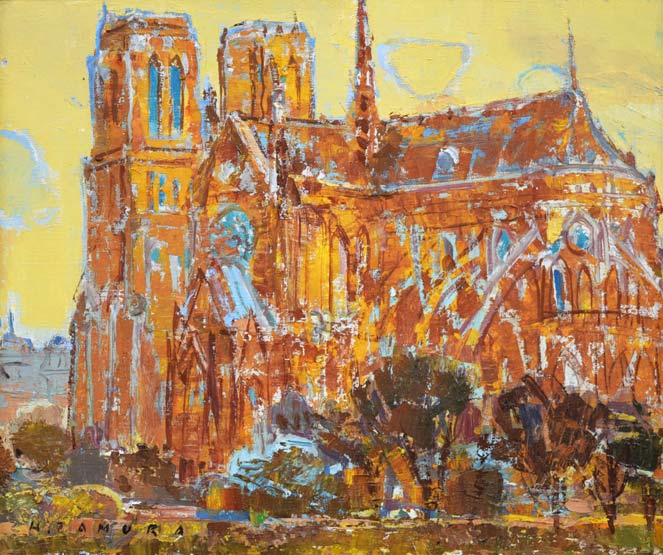 田村宏「ノートルダム(パリ)」油絵・F8号 作品全体拡大画像