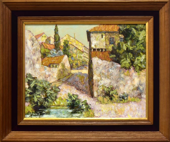 田辺栄次郎「アビラの町はずれ(スペイン)」油絵・F6号