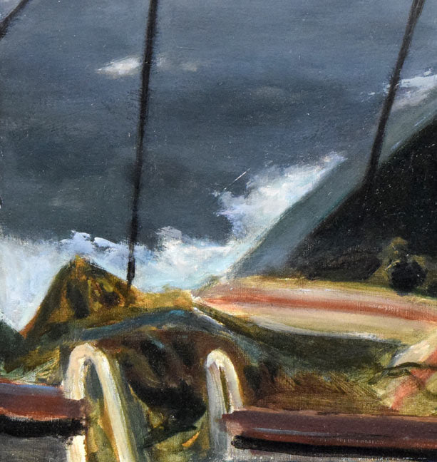 田辺三重松「北洋の輸送船(エスキース作品)」油絵・F10号 拡大画像3