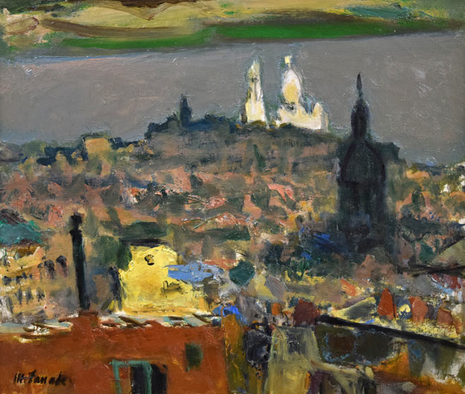 田辺三重松「サクレクール眺望(パリ)」油絵・F10号 作品全体拡大画像