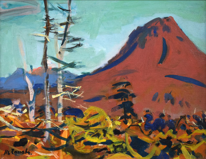 田辺三重松「双岳眺望(阿寒)」油絵・F6号 作品全体拡大画像