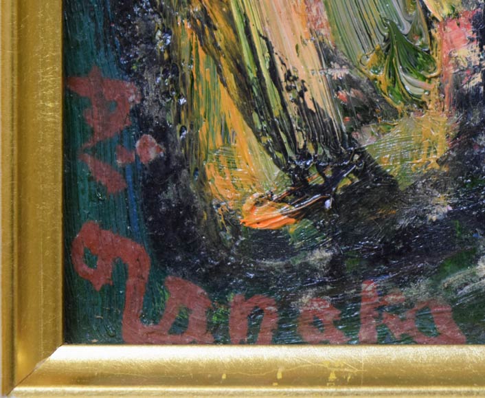 田中忠雄「ゲッセマネの祈り」油絵・F6号 サイン拡大画像