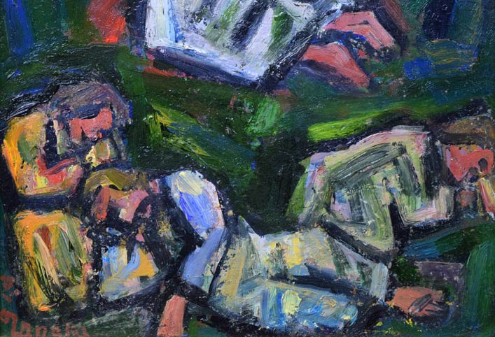 田中忠雄「ゲッセマネの祈り」油絵・F6号 拡大画像2