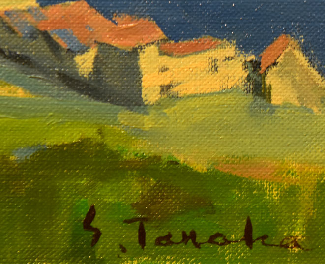 田中進「室蘭港」油絵・F8号 サイン拡大画像