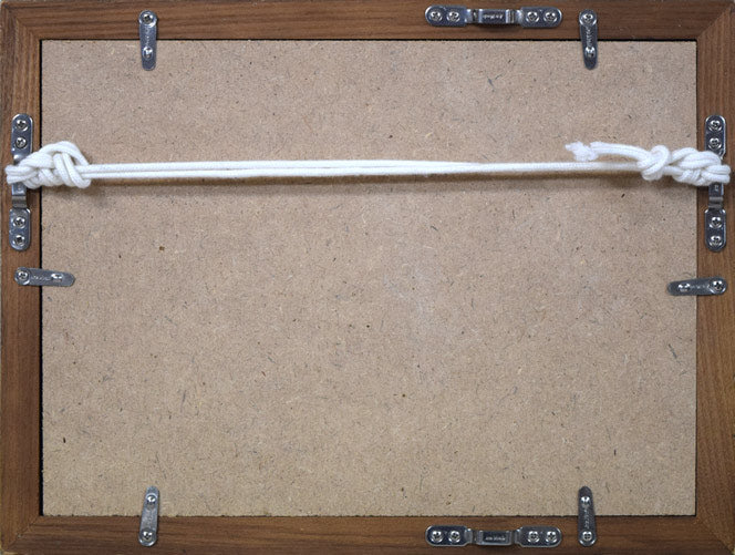 田中稔「あじさい風景」油絵・SM 額縁裏側画像