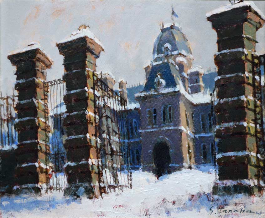 田中進「道庁」油絵・F8号 拡大部分