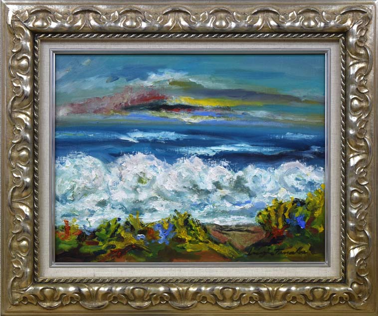 田中道治「春波(日高の海)」油絵・F6号