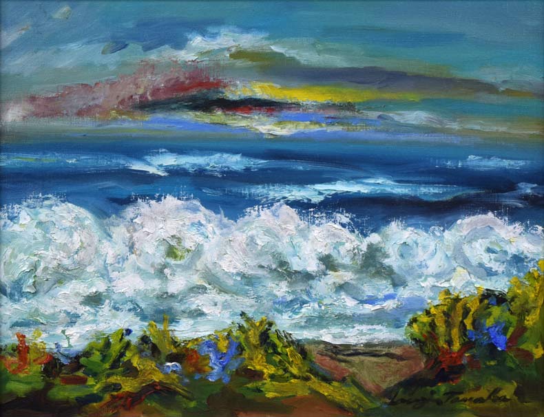 田中道治「春波(日高の海)」油絵・F6号 作品全体拡大画像