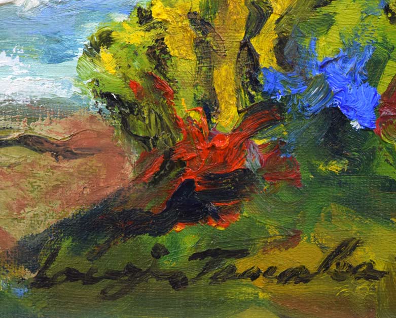 田中道治「春波(日高の海)」油絵・F6号 サイン部分