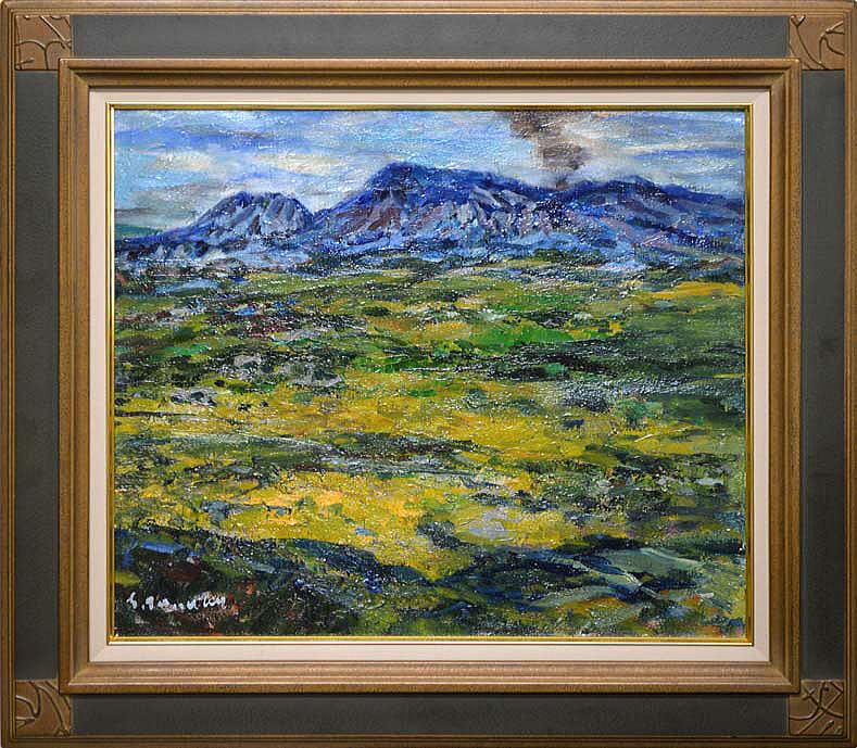 田中祥三「阿蘇五岳(大観峰より)」油絵・F10号