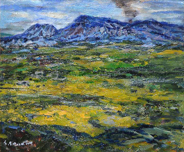 田中祥三「阿蘇五岳(大観峰より)」油絵・F10号 拡大部分