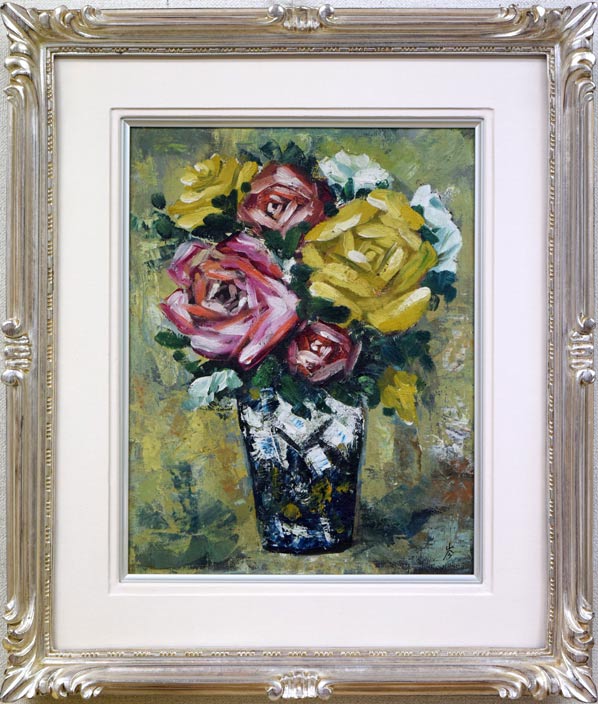 田中岑「バラ」油絵・F6号