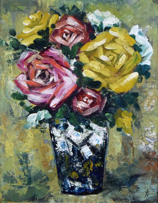 田中岑「バラ」油絵・F6号 作品全体拡大画像