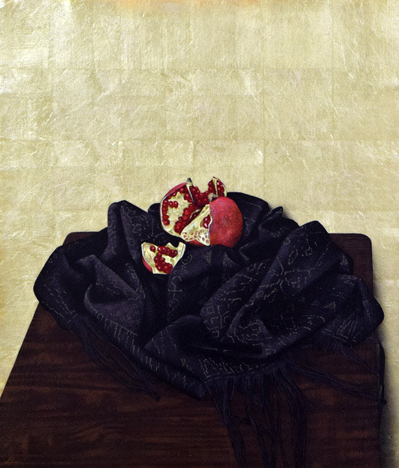 田中芳照「柘榴」油絵・F10号 拡大部分