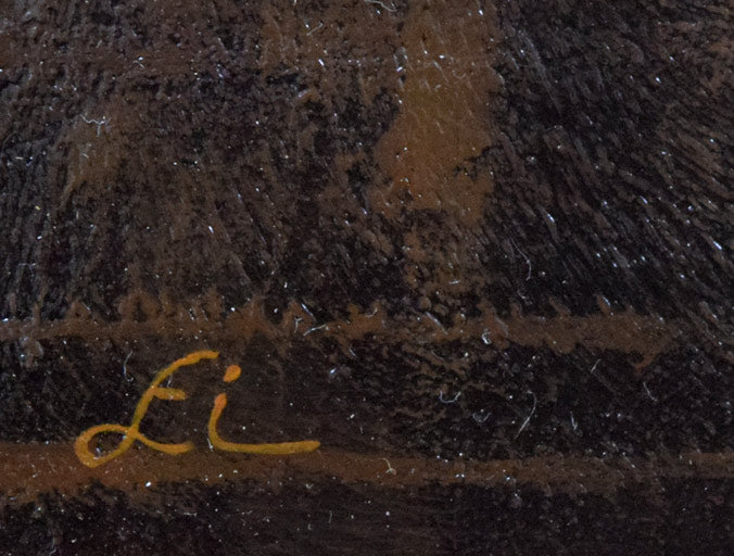 田中芳照「柘榴」油絵・F10号 サイン部分